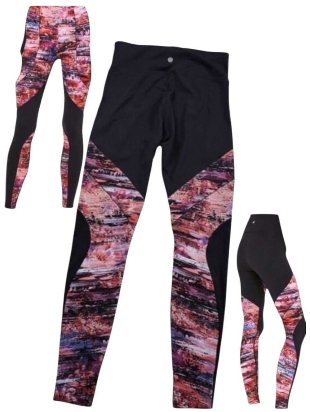 Lululemon Womens Sweat Repeat Tight Black Dahliascape Multi HR Leggings Size 8